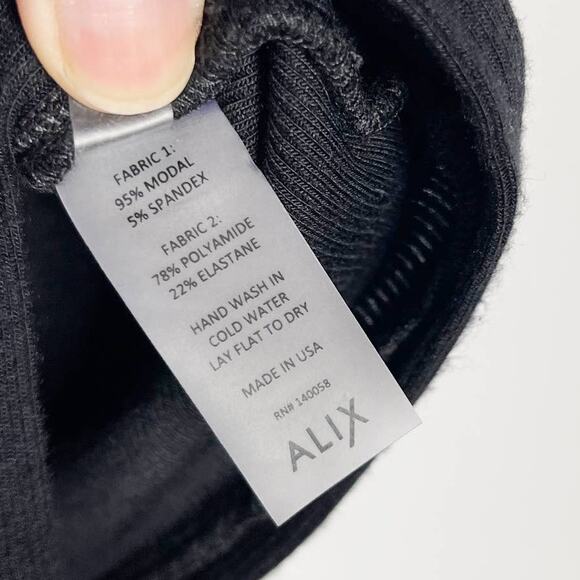 Alix NYC Small Black Merit Ribbed V Neck Tank Bodysuit Modal Stretch Jersey Snap - Picture 9 of 10